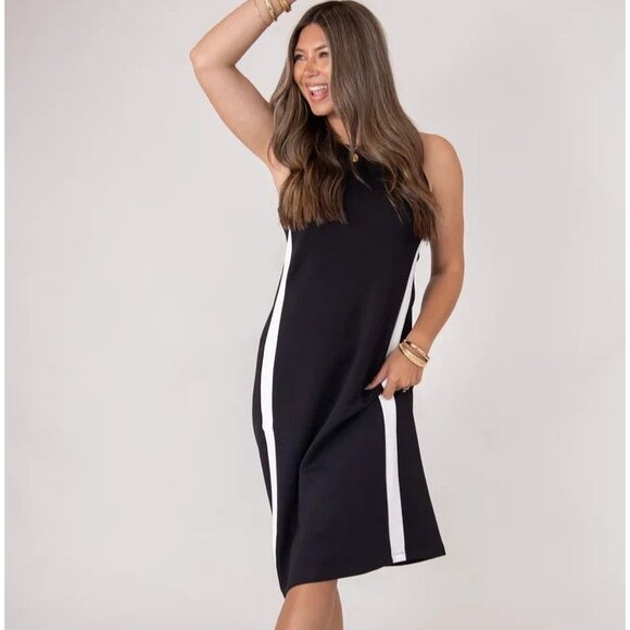 SPANX Dresses & Skirts - Spanx Sz XL Air Essentials Dress Black White Tank Midi Minimalist Travel Capsule